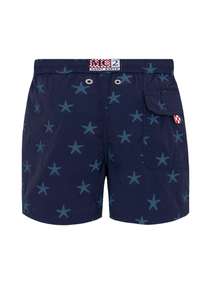 Patmos Jr mid-length swim shorts with seastar jacquard