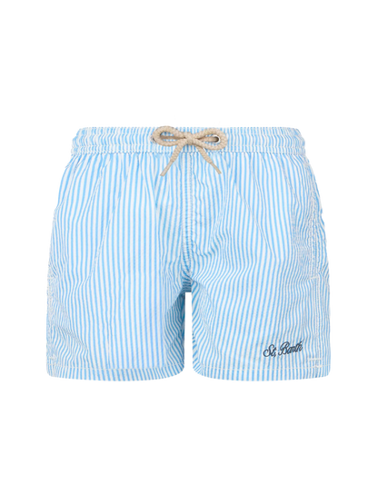 Patmos Jr seersucker striped mid-length swim shorts