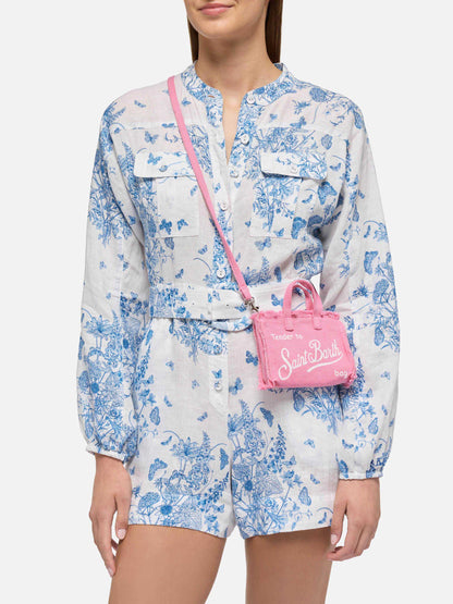 Phone Bag in lino rosa