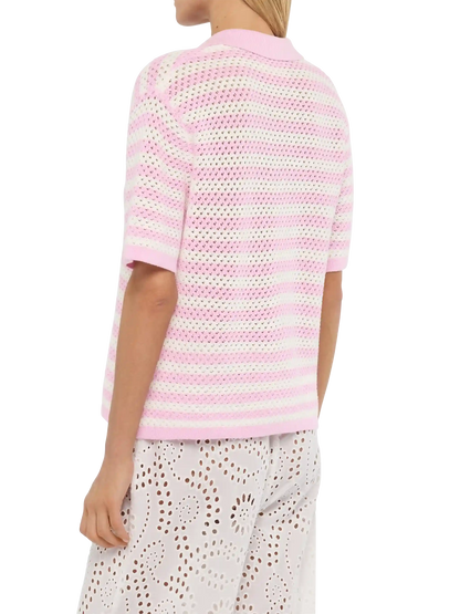 Pixie pink striped knit polo