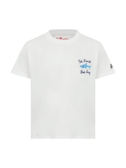 Portofino Jr cotton jersey t-shirt with St. Barth Bad Boy embroidery