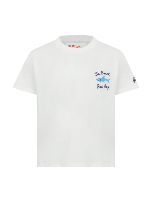 Portofino Jr cotton jersey t-shirt with St. Barth Bad Boy embroidery
