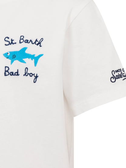 Portofino Jr cotton jersey t-shirt with St. Barth Bad Boy embroidery