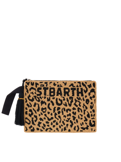 Pearl Pouch with animalier beaded pattern