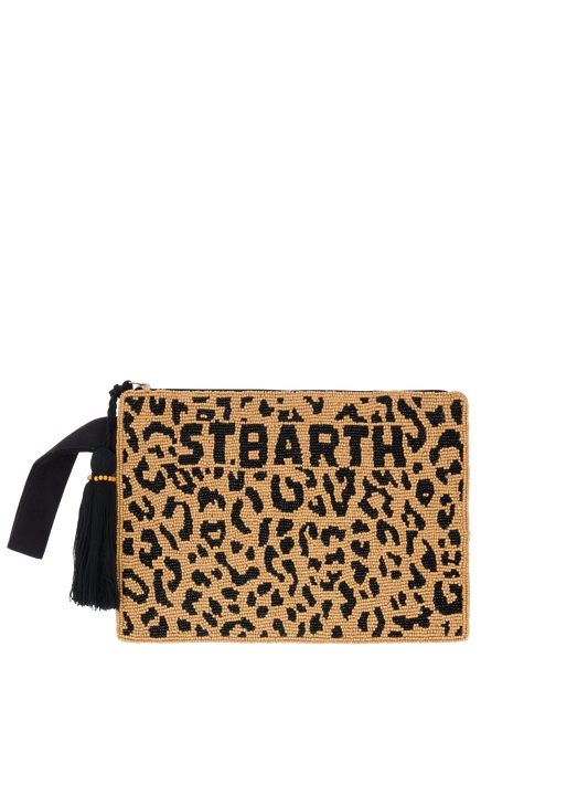 Pearl Pouch with animalier beaded pattern