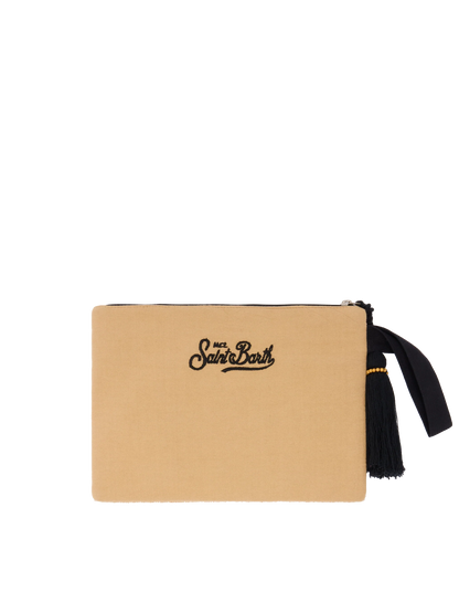 Pearl Pouch with animalier beaded pattern