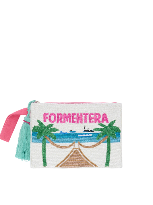 Pearl Pouch with Formentera beaded postcard