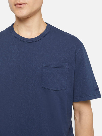 Navy blue flamed cotton t-shirt President with embroidery