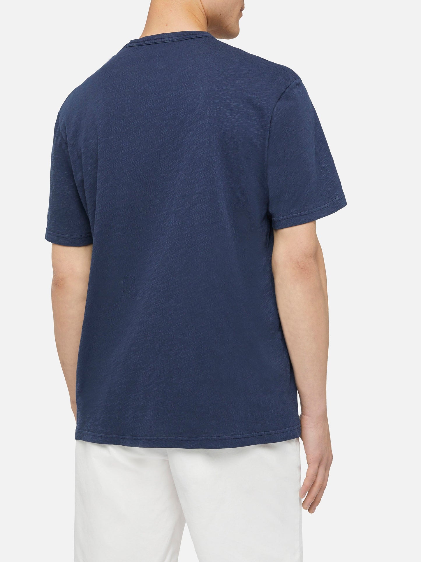 Navy blue flamed cotton t-shirt President with embroidery
