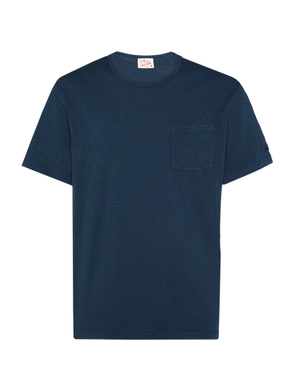 Navy blue flamed cotton t-shirt President with embroidery