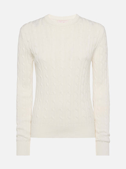 Off-white cotton cable knit sweater New Queen