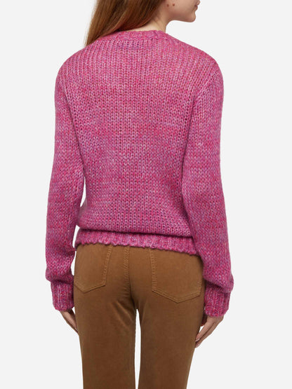 Woman crewneck soft sweater with Cold Out Hot In embroidery