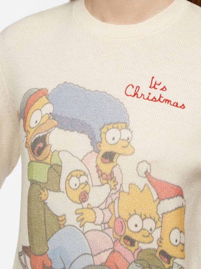 Woman white sweater New Queen with Simpson family print | SIMPSON FAMILY SPECIAL EDITION