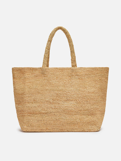 Beige Raffia Beach bag with cotton pouch - MC2 Saint Barth