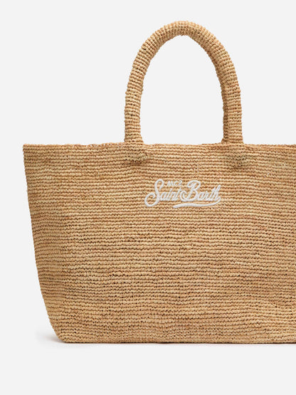 Beige Raffia Beach bag with cotton pouch - MC2 Saint Barth