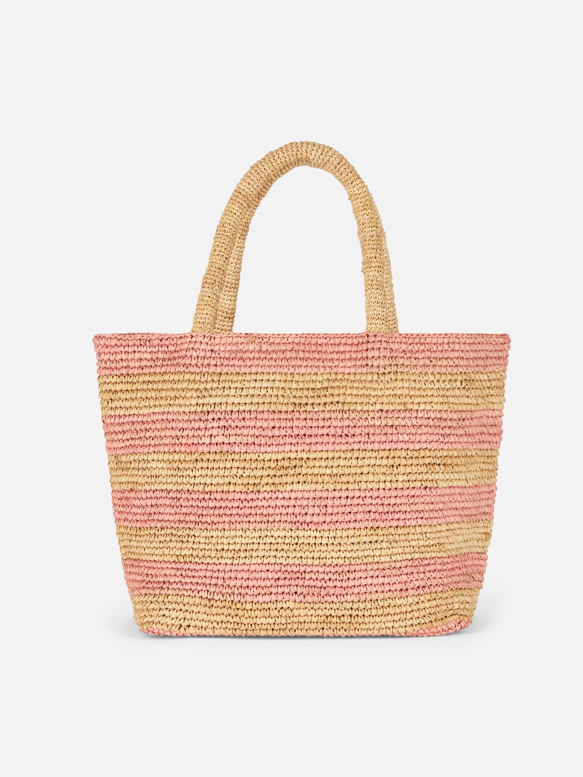 Pink striped Raffia Beach midi bag with cotton pouch - MC2 Saint Barth
