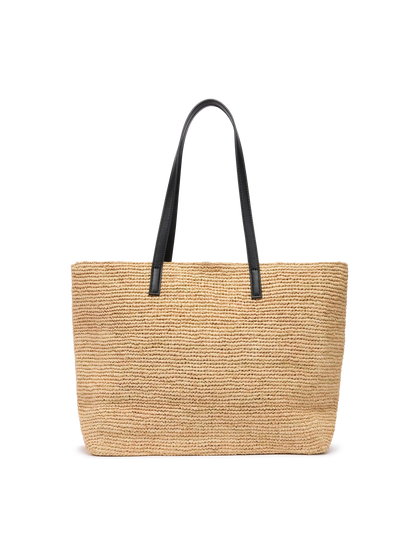 Beige Raffia City bag with Saint Barth embroidered logo - MC2 Saint Barth