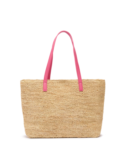 Beige Raffia City Mid bag with Saint Barth embroidered logo - MC2 Saint Barth