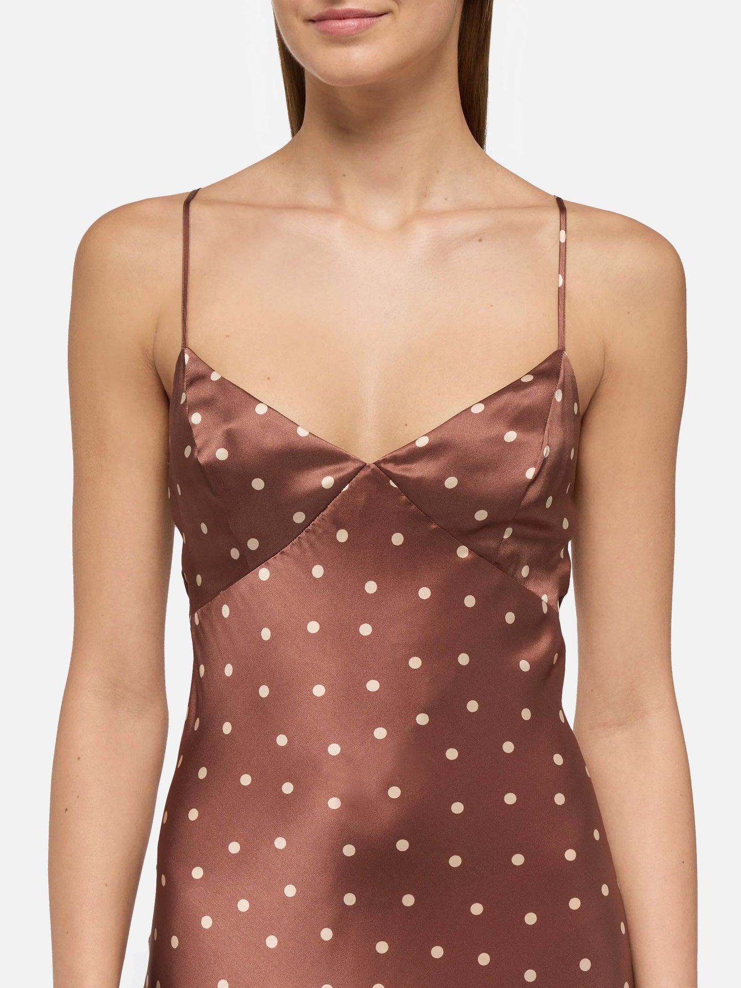 Ravel pure silk slim dress with polka dots print