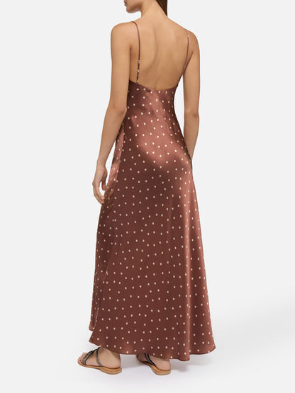 Ravel pure silk slim dress with polka dots print