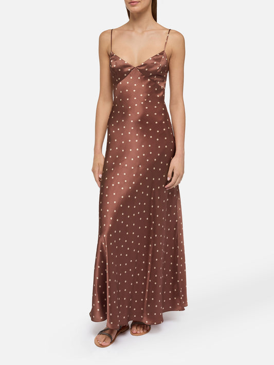 Ravel pure silk slim dress with polka dots print