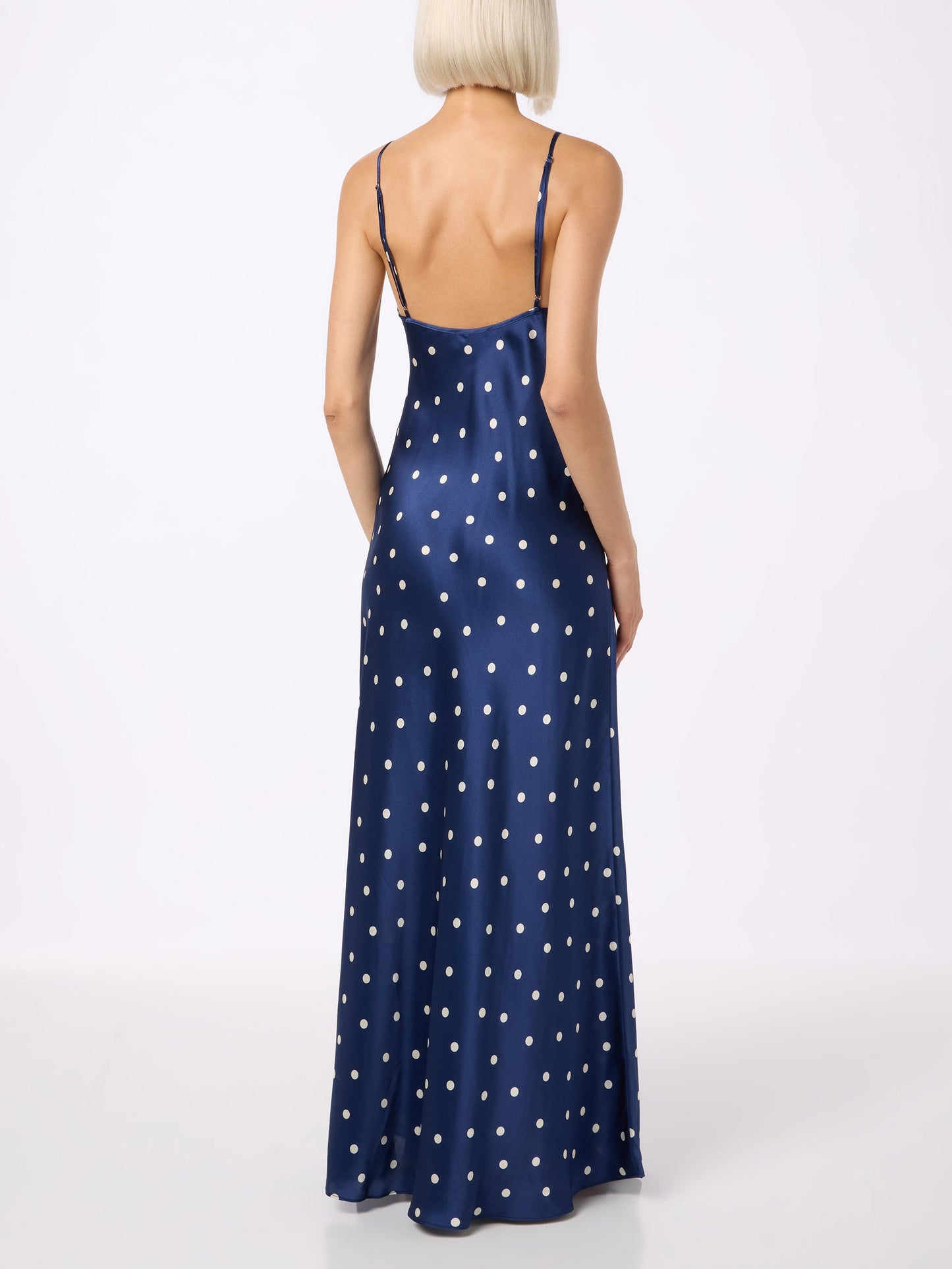 Ravel pure silk slim dress with polka dots print