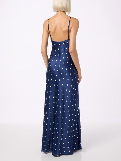 Ravel pure silk slim dress with polka dots print