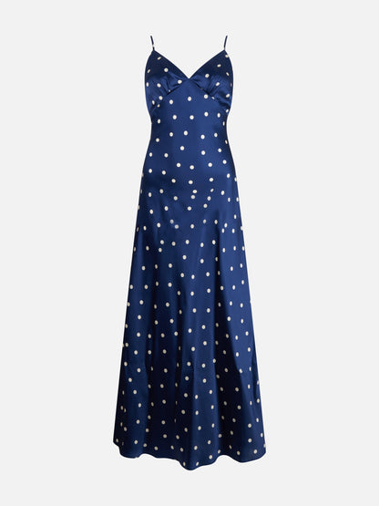 Ravel pure silk slim dress with polka dots print
