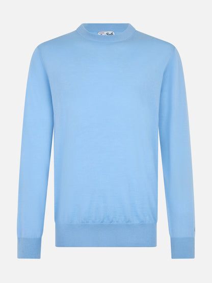 Man Regent light blue merino wool sweater