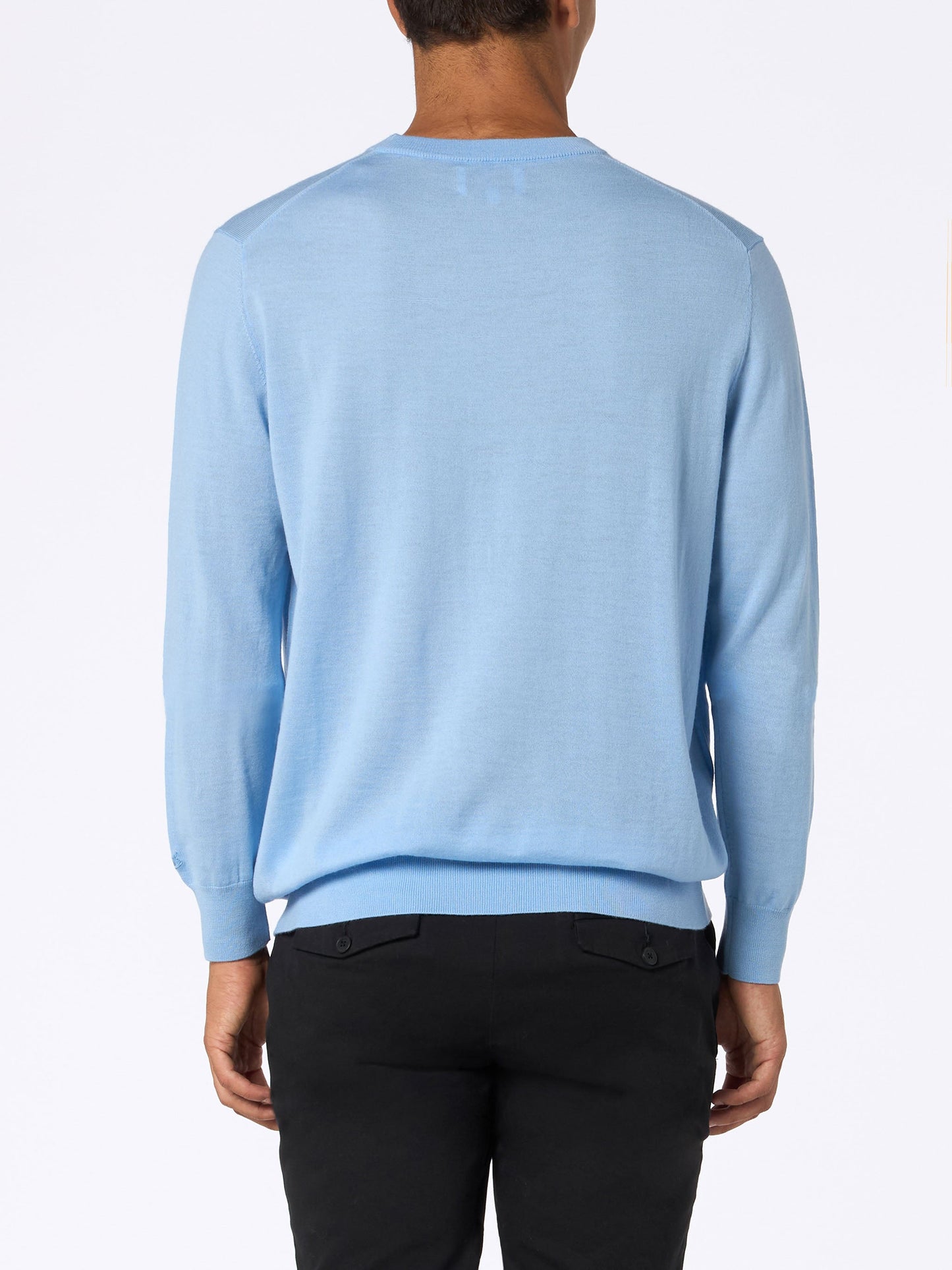 Man Regent light blue merino wool sweater