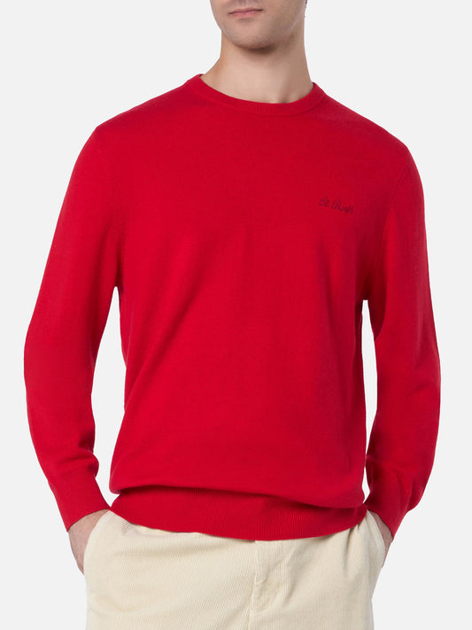 Man red blended cashmere crewneck sweater Regent