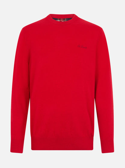 Man red blended cashmere crewneck sweater Regent