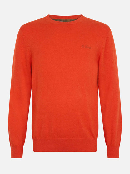Man orange cashmere blend crewneck sweater Regent