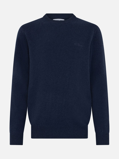 Man navy blue lambswool sweater Regent