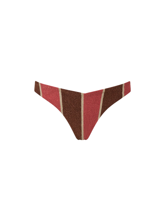 Woman striped lurex cheeky swim briefs Romy