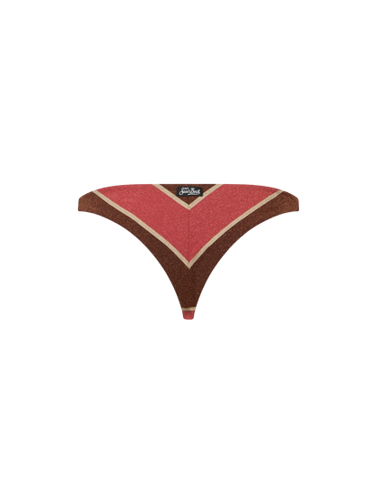 Woman striped lurex cheeky swim briefs Romy