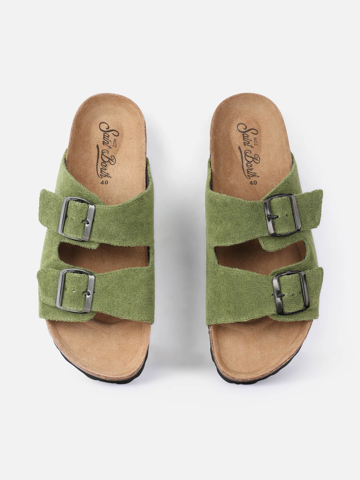 Military green terry man sandals
