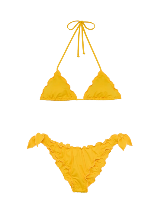 White yellow classic triangle bikini Sagittarius Moon