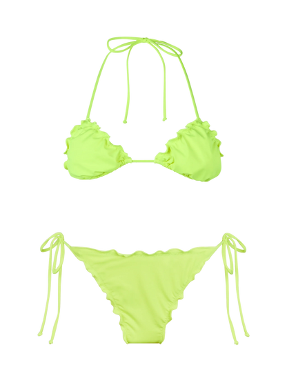 Woman fluo yellow classic triangle bikini Sagittarius Miami
