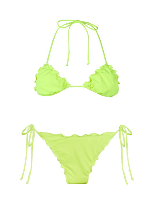 Woman fluo yellow classic triangle bikini Sagittarius Miami
