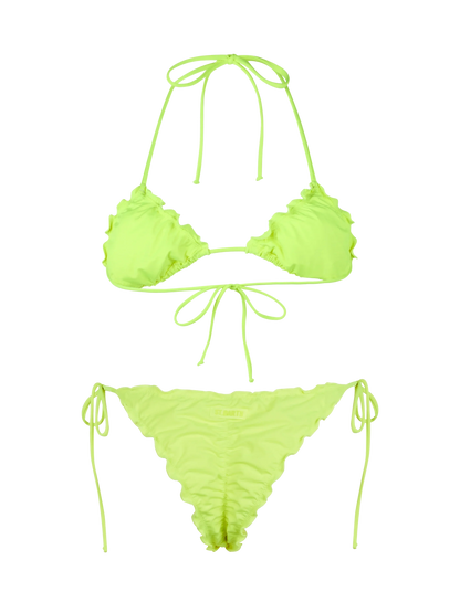 Woman fluo yellow classic triangle bikini Sagittarius Miami