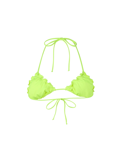Woman fluo yellow triangle beach top Sagittarius