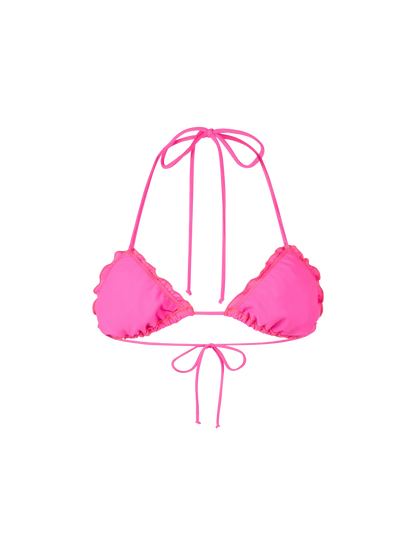 Woman fluo pink triangle beach top Sagittarius