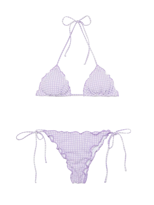 Seersucker triangle bikini Sagittarius Miami with gingham print