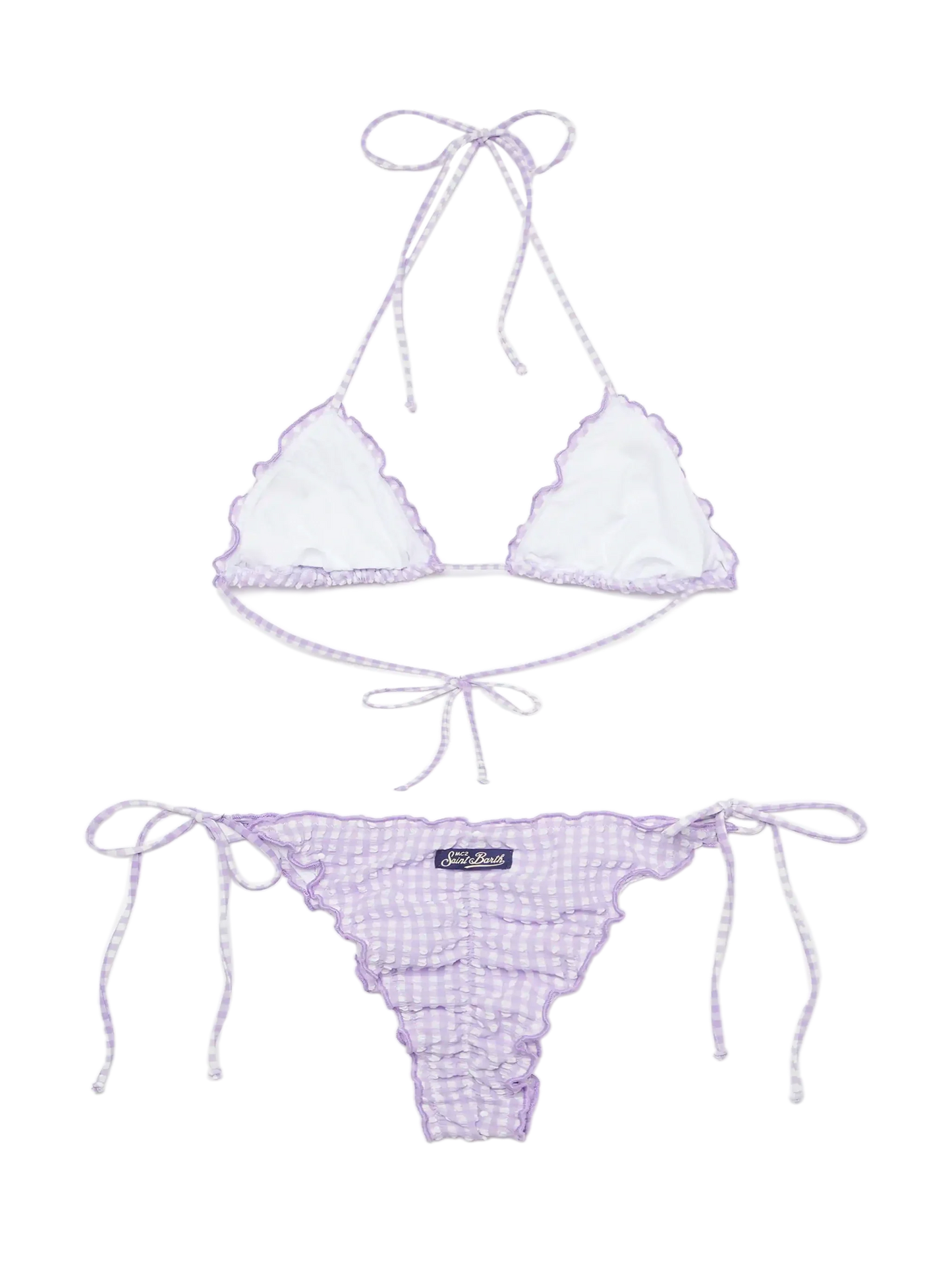 Seersucker triangle bikini Sagittarius Miami with gingham print