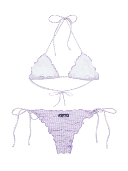 Seersucker triangle bikini Sagittarius Miami with gingham print