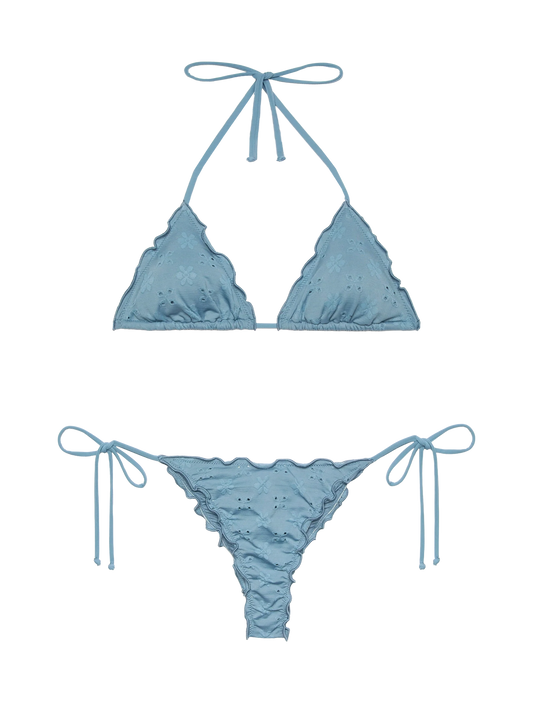 Miami Sangallo lace cheeky swim briefs - Sagittarius classic avio blue Sangallo lace triangle top