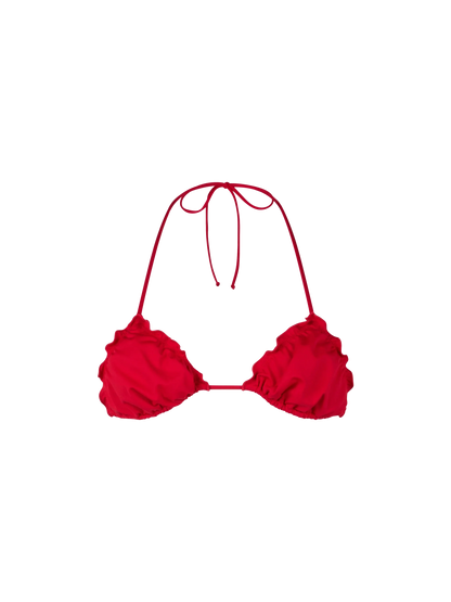 Woman red triangle beach top Sagittarius