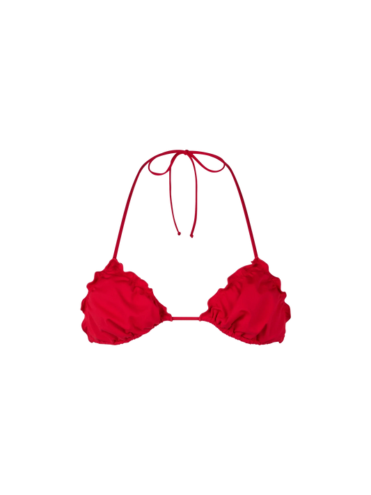 Woman red triangle beach top Sagittarius