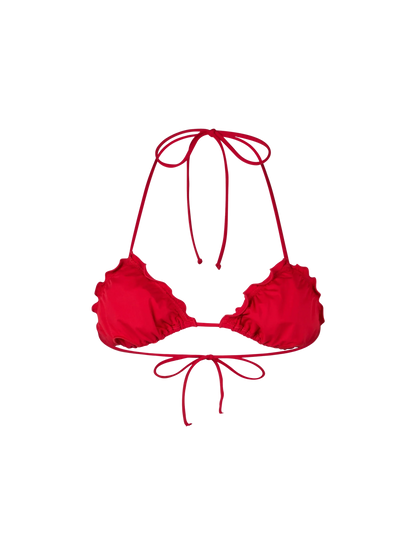 Woman red triangle beach top Sagittarius